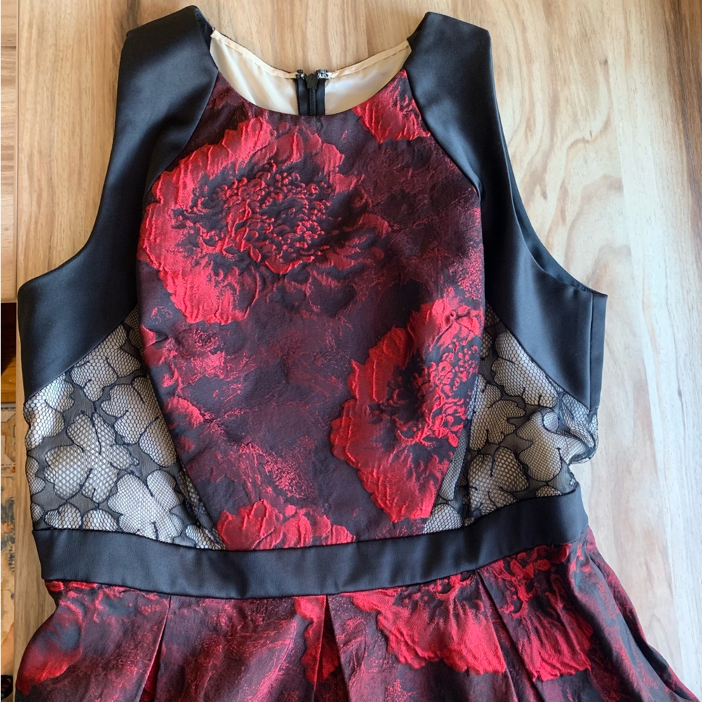 Carmen Marc Valvo Womens Dress Wedding Guest Sleeveless Floral Lace A-Line 12 XL - Picture 10 of 16